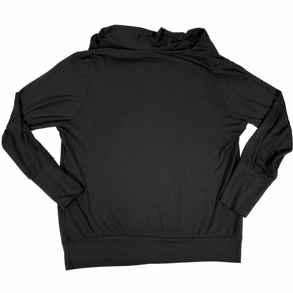 Veronica M Essentials Top Womens L Black Cowl Neck Draped Long Sleeve USA - Picture 4 of 5
